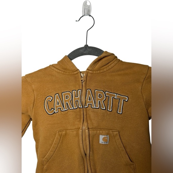 Carhartt Toddler Boys’ Brown Full Zip Hoodie Sweatshirt Sherpa Lined Size 2T - Picture 4 of 7